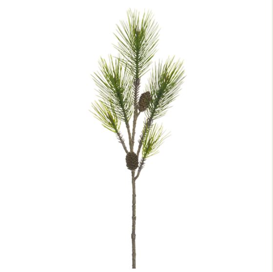 YSE358-GR (27494) - Long Needle Pine Spray W/ Plastic Cone 33"