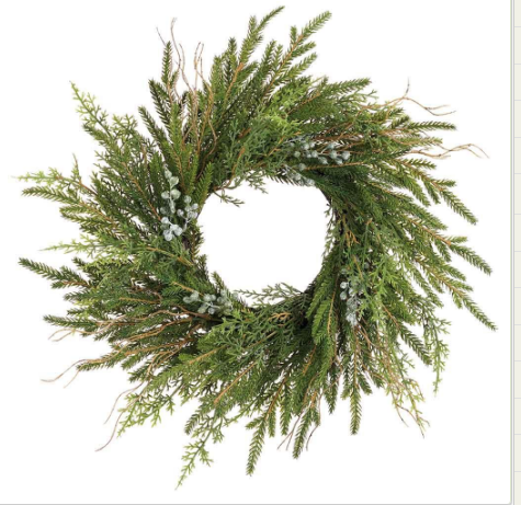 YWN150-GR (00333) - Juniper Cypress Wreath Green 14"