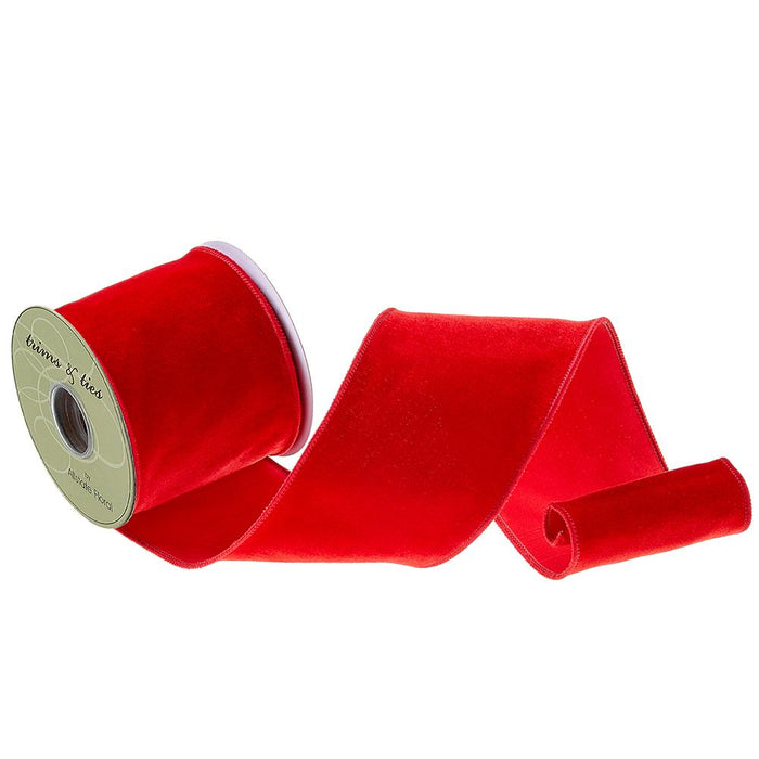 RV9244-RE (00492) - Velvet Ribbon, Red 4"X5Yd