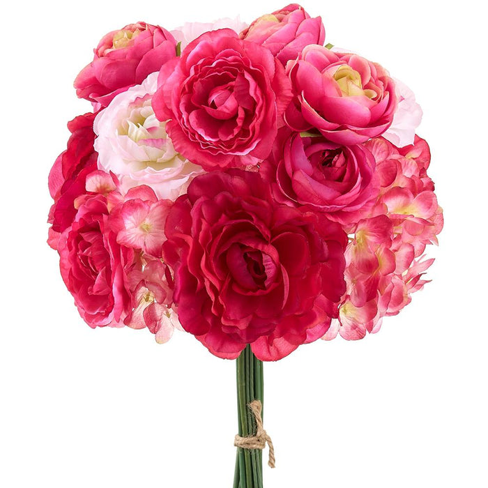 FBR003-BT/PK (11187) - Ranunculus/Hydrangea Bouquet 12" Beauty Pink