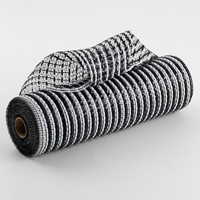 XB100510-21 (25231) - Decor Mesh - 10" x 10yd - Black/White Stripe